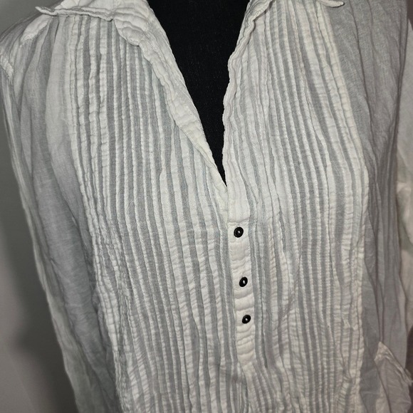 Free People Women's Waverley Tunic Blouse Size XS White Gauze Button Front Boho - Picture 5 of 11